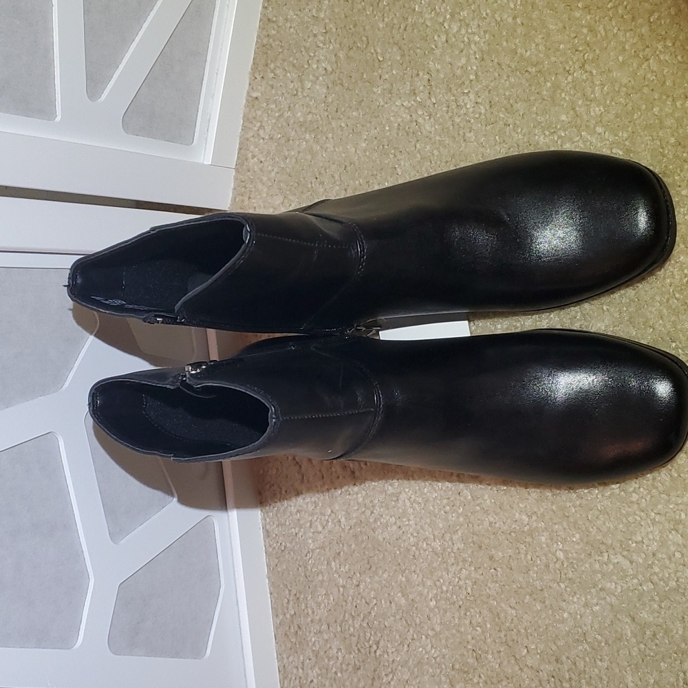 Black Leather High Heel Boots